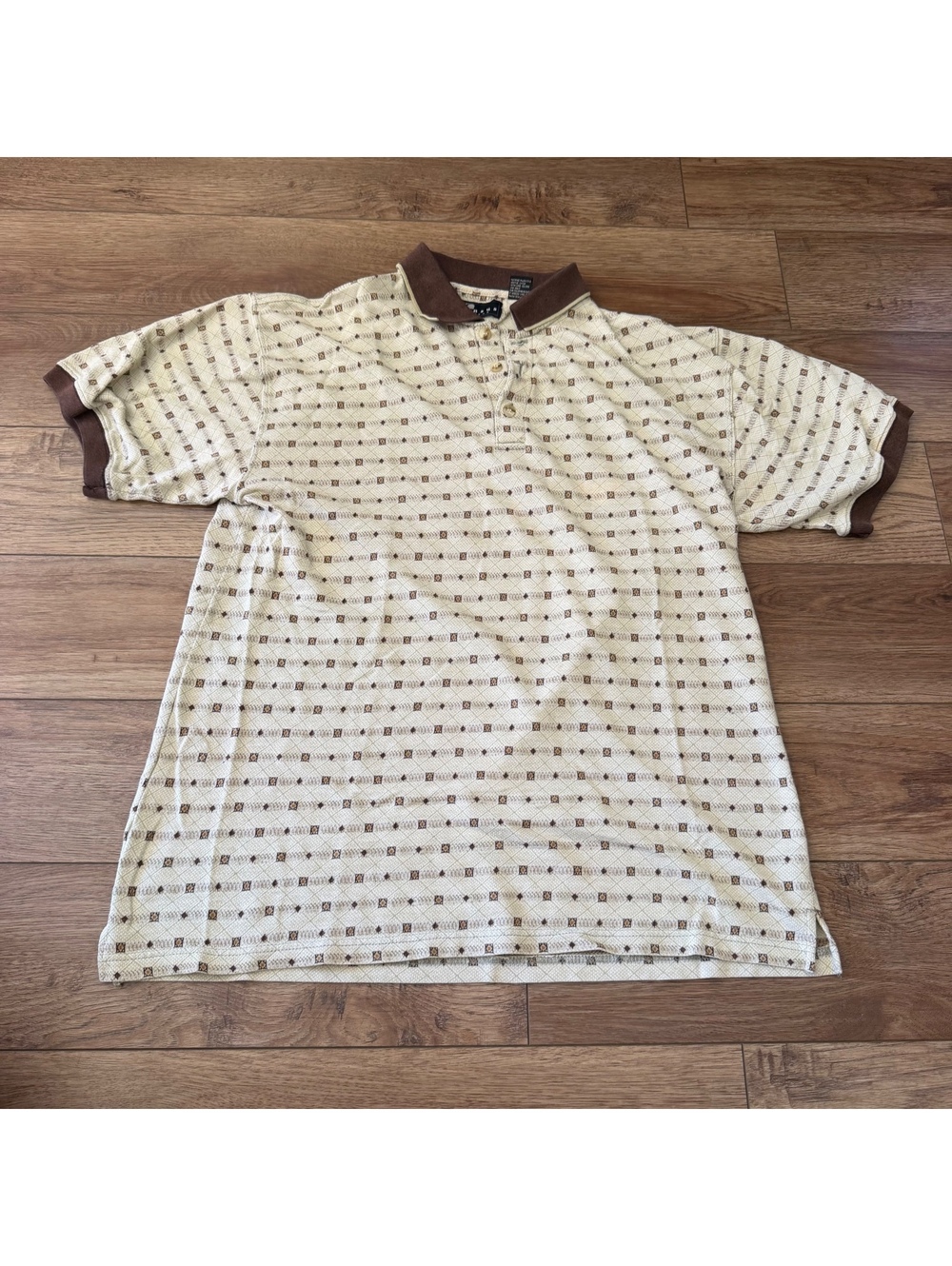 Vtg 90s Consensus Sportswear Geometric Polo Shirt XL